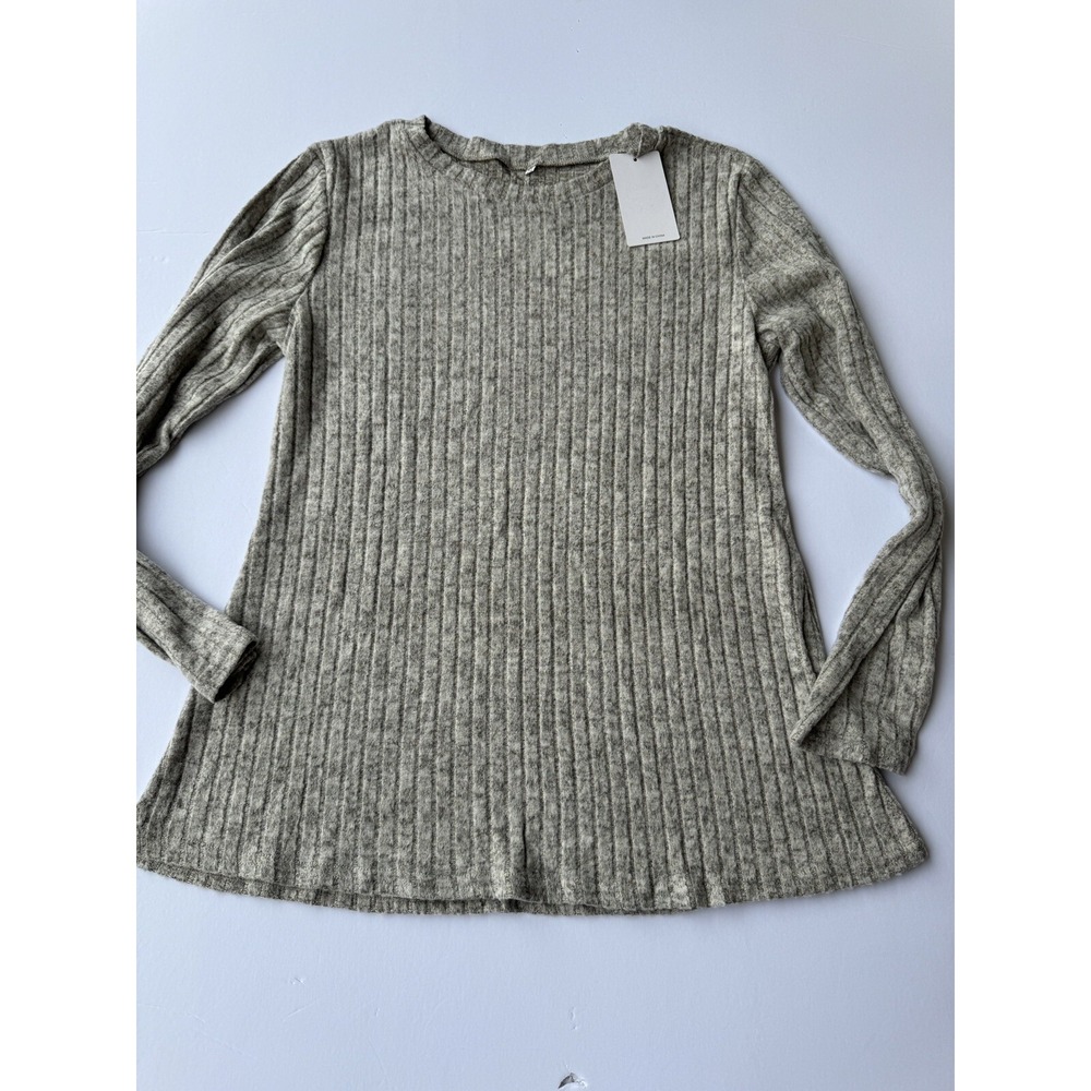 Women Round Neck T-Shirt Autumn Winter Solid Color‎ Tops Fashion Gray  Sz M